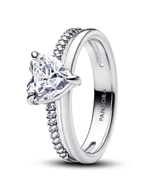 Pandora Blyštivý stříbrný prsten se zirkony Timeless 193100C01 50 mm