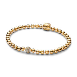 Pandora Pozlacený korálkový náramek Signature Shine 568342C01 19 cm
