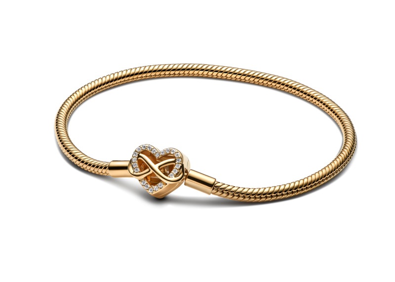 Pandora Romantický pozlacený náramek Srdce Shine Moments 563758C01 20 cm