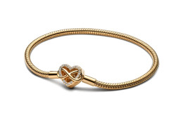Pandora Romantický pozlacený náramek Srdce Shine Moments 563758C01 20 cm