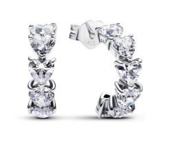 Pandora Stříbrné půlkruhové náušnice Třpytivá srdce Timeless 293657C01