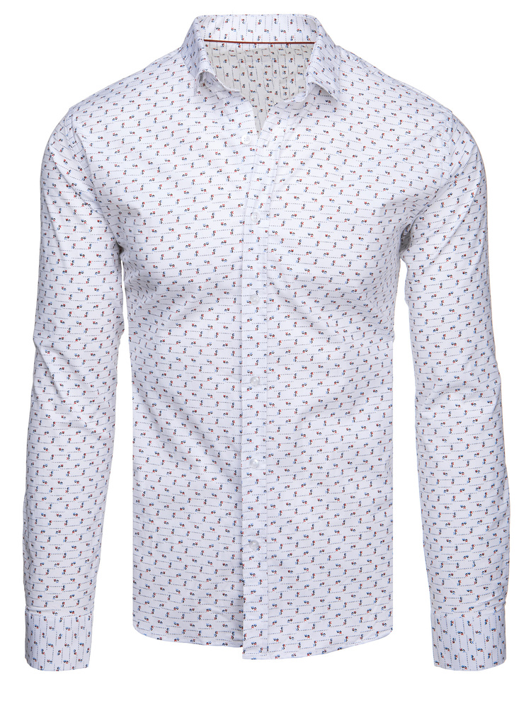 Pánská bílá košile s jemným vzorem