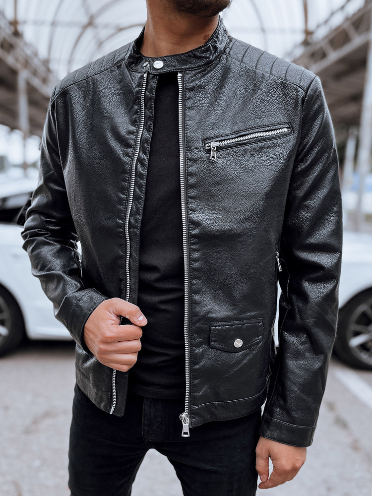 Pánská kožená bunda černá