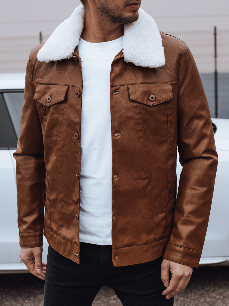 Pánská kožená bunda s futerkem