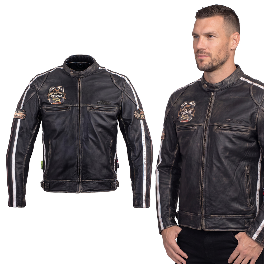 Pánská kožená moto bunda W-TEC Sheawen Vintage černá M
