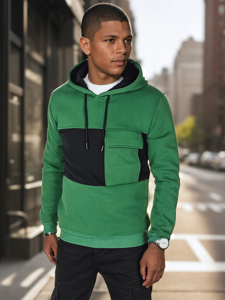 Pánská mikina s kapucí tmavozelená