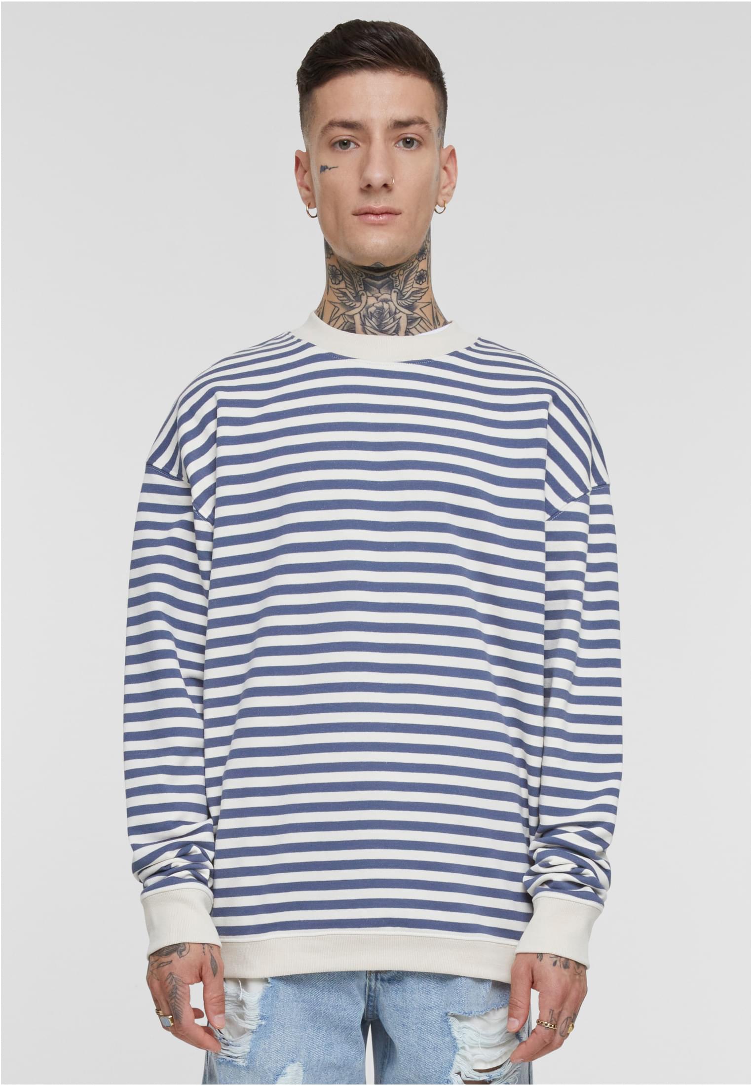 Pánská mikina Striped Crewneck - bílý písek/modrá