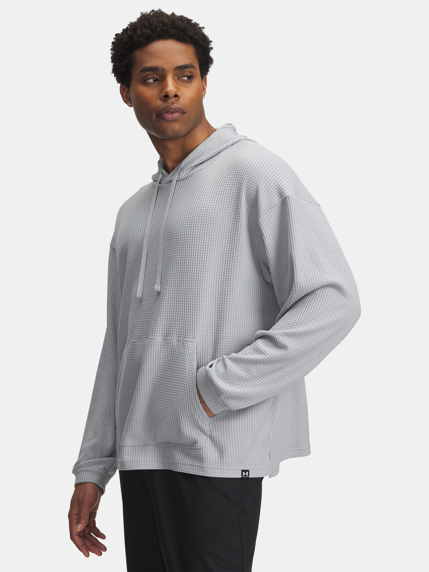 Pánská mikina Under Armour UA Rival Waffle Hoodie-GRY - Pánské