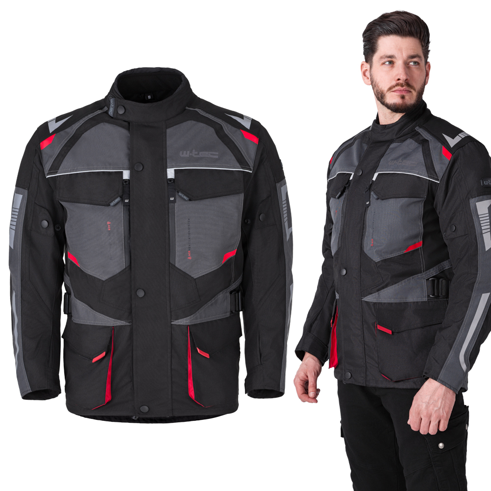 Pánská moto bunda W-TEC Burdys Evo černo-šedo-červená S