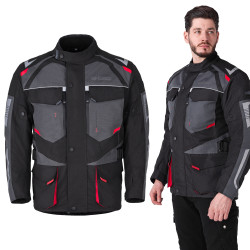 Pánská moto bunda W-TEC Burdys Evo černo-šedo-červená S