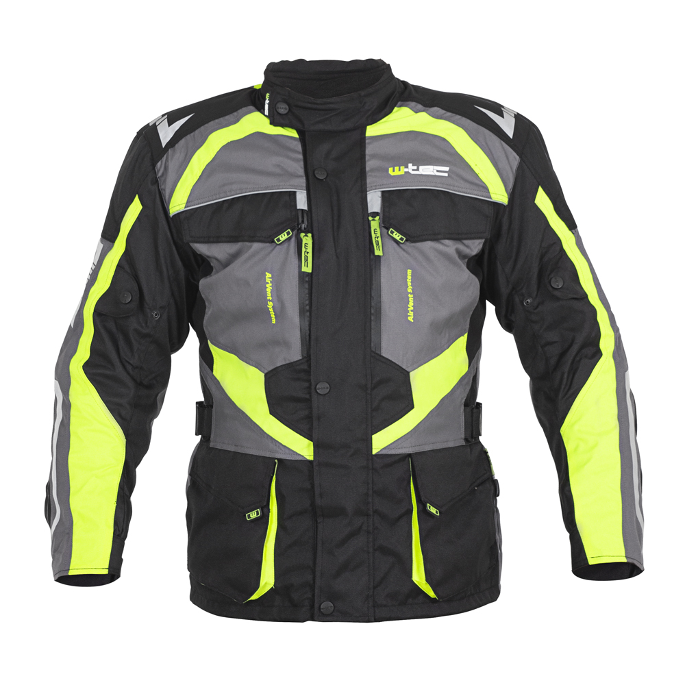 Pánská moto bunda W-TEC Burdys Evo černo-šedo-zelená S