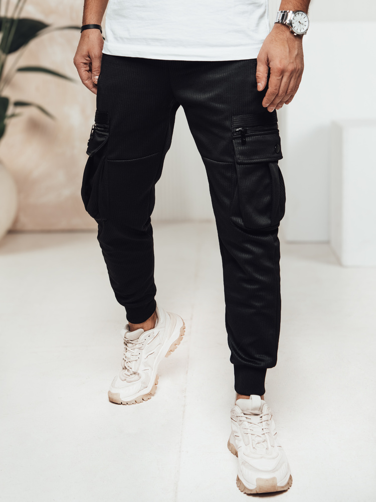 Pánské černé cargo kalhoty