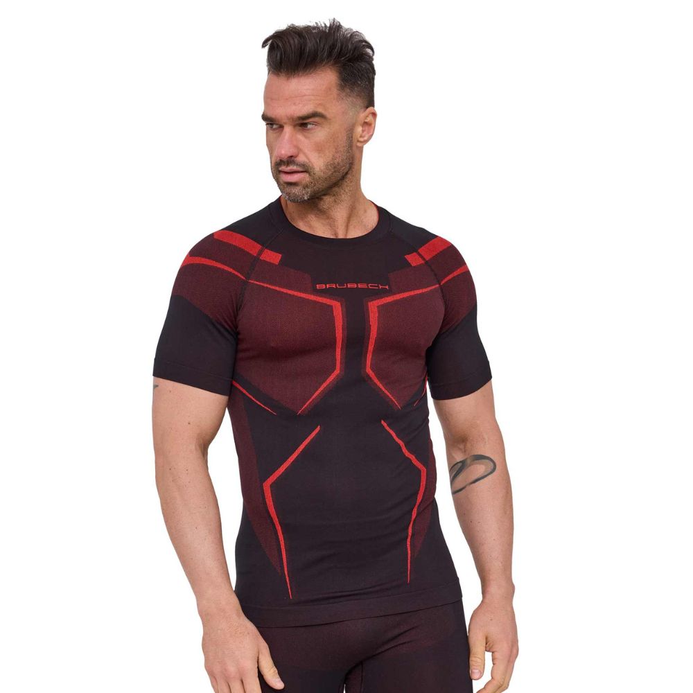 Pánské funkční triko Brubeck Dry s krátkým rukávem SS1466M Black/Red S