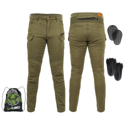 Pánské moto kalhoty W-TEC Cargotic olivově zelená XL
