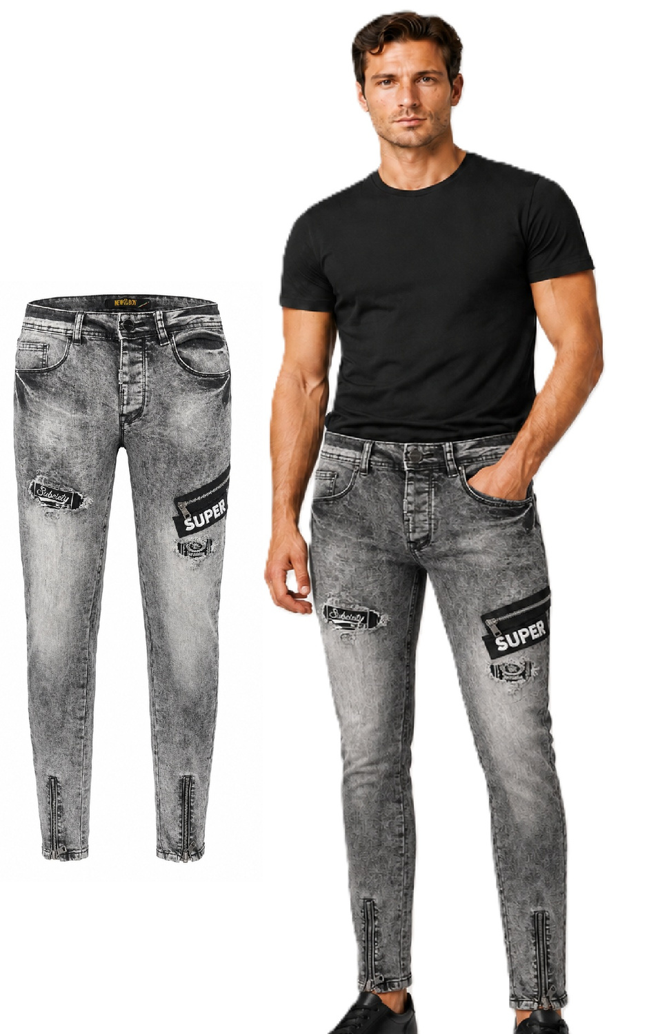 Pánské skinny džíny s látkami - Mp0162n