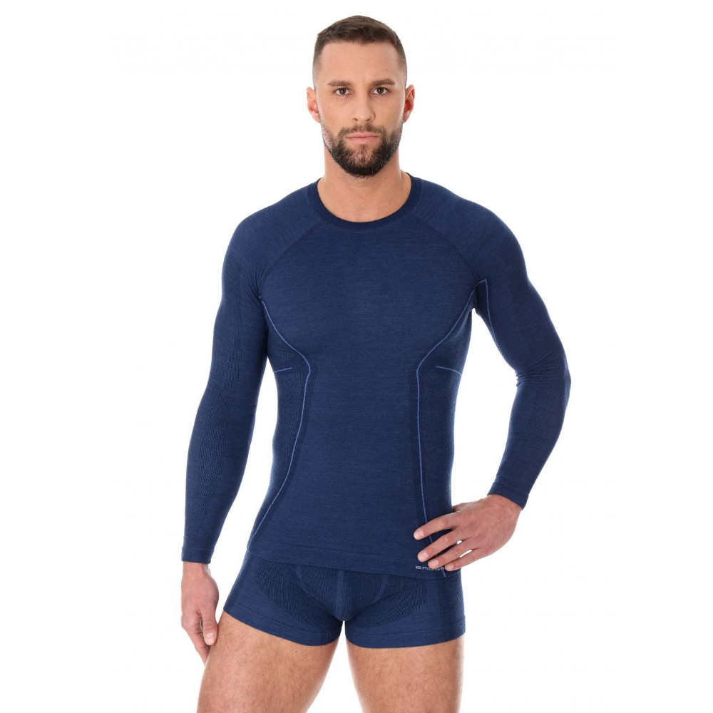 Pánské tričko Brubeck Active Wool s dlouhým rukávem Navy Blue M