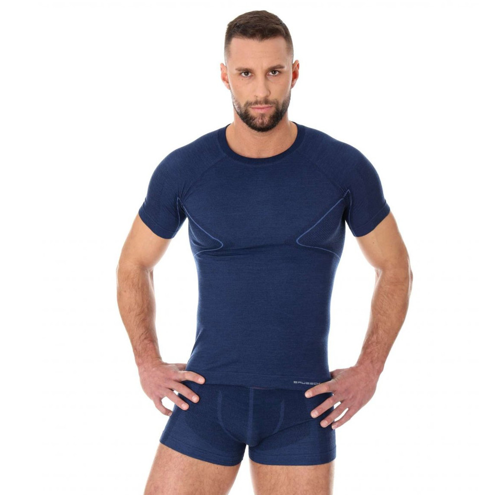 Pánské tričko Brubeck Active Wool s krátkým rukávem Navy Blue M