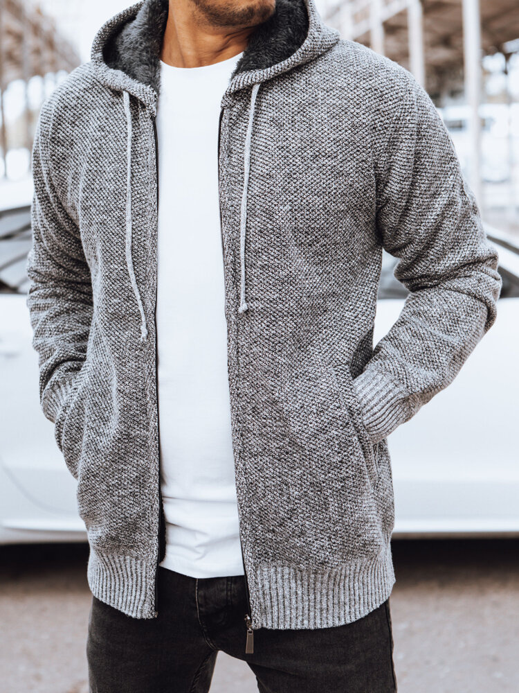 Pánský svetr cardigan Barva světle šedá DSTREET