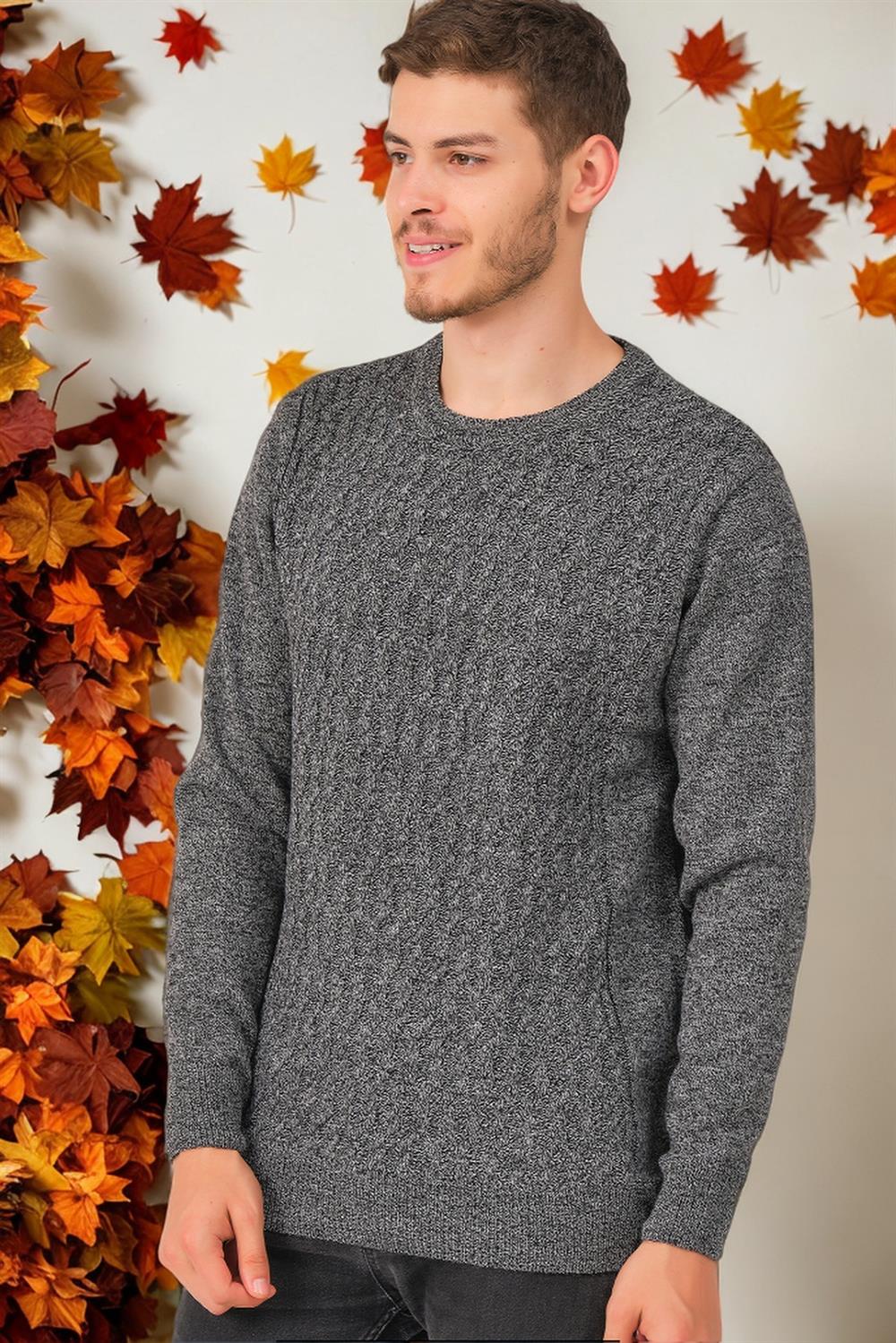 Pánský svetr Dewberry V0214 - Jednobarevný kouřový
