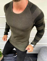 Pánský svetr přes hlavu khaki Dstreet