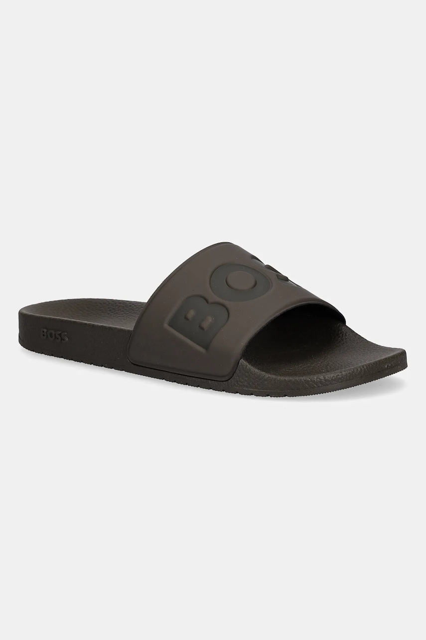 Pantofle BOSS Aryeh pánské, zelená barva, 50536835