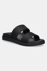 Pantofle Calvin Klein FLAT SLIDE - JACQ dámské, černá barva, na platformě, HW0HW02486