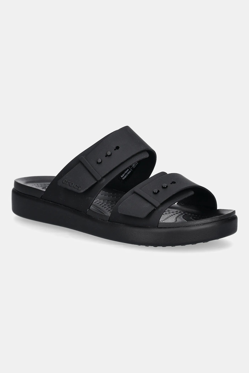 Pantofle Crocs Brooklyn Buckle Low dámské, černá barva, na platformě, 211215