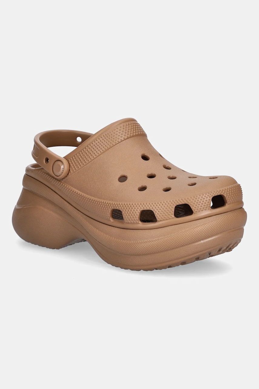 Pantofle Crocs Classic Bae Clog dámské, hnědá barva, na platformě, 206302