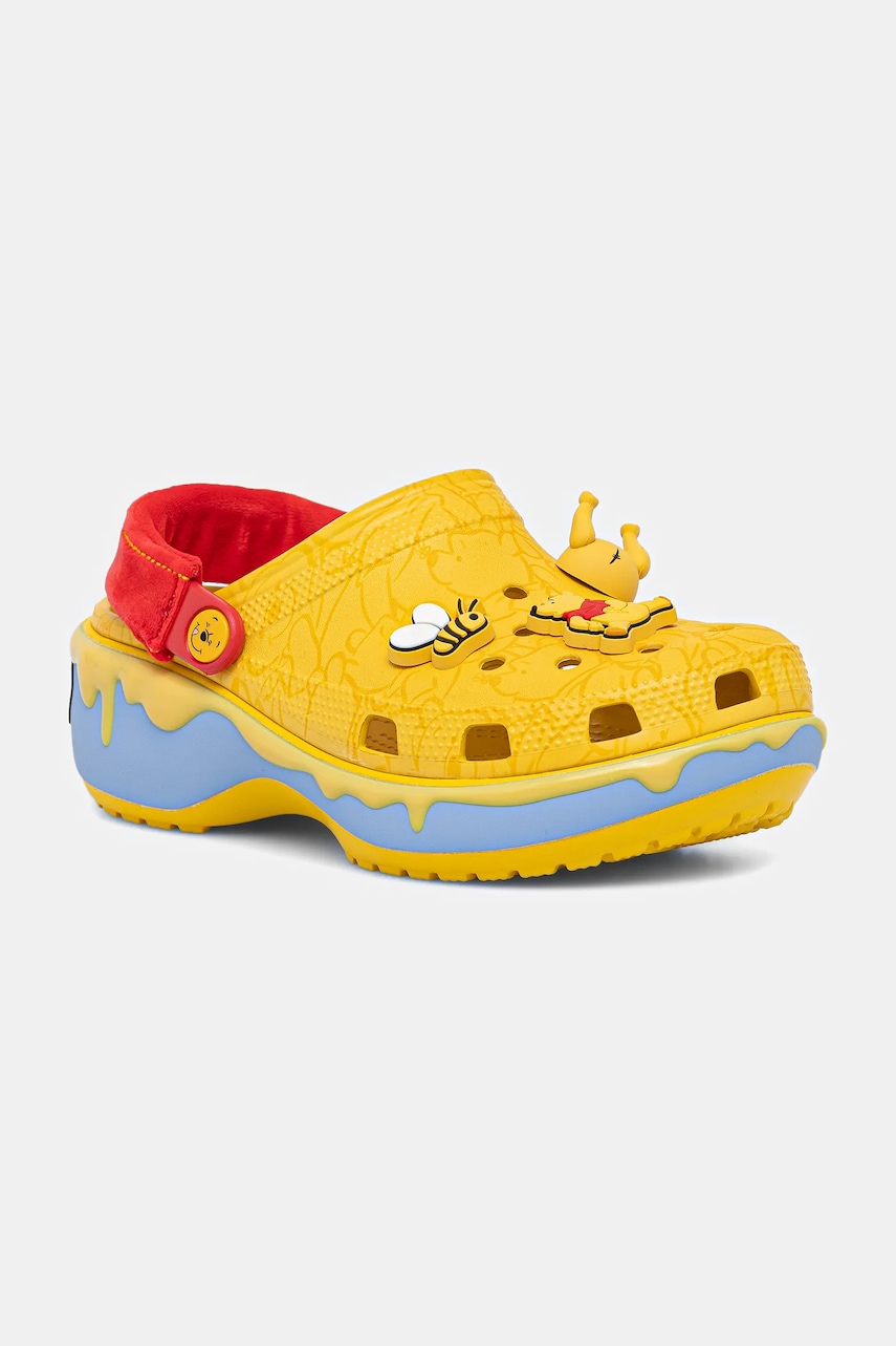 Pantofle Crocs Classic Winnie The Pooh Clog dámské, žlutá barva, na platformě, 211092