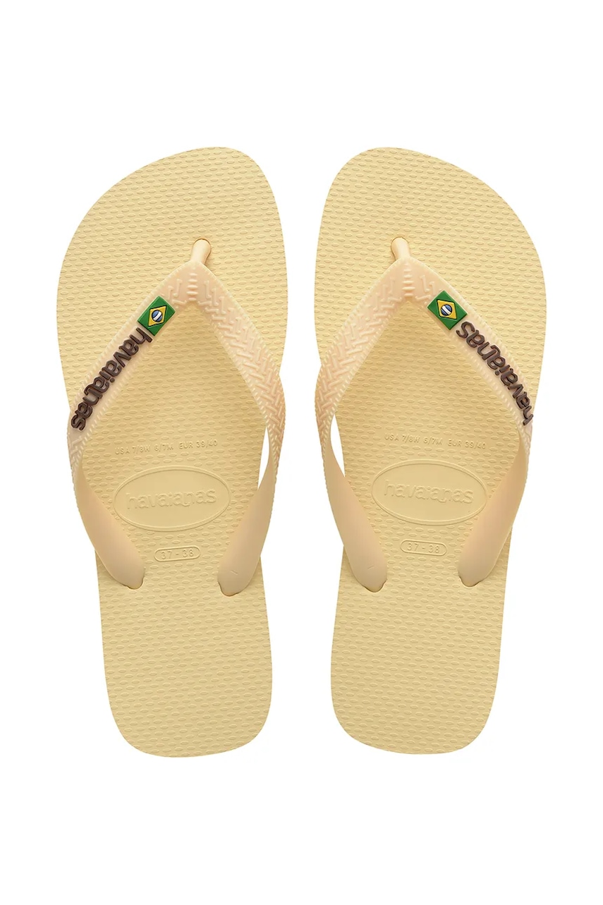 Pantofle Havaianas BRASIL LOGO dámské, žlutá barva, 4110850.9256