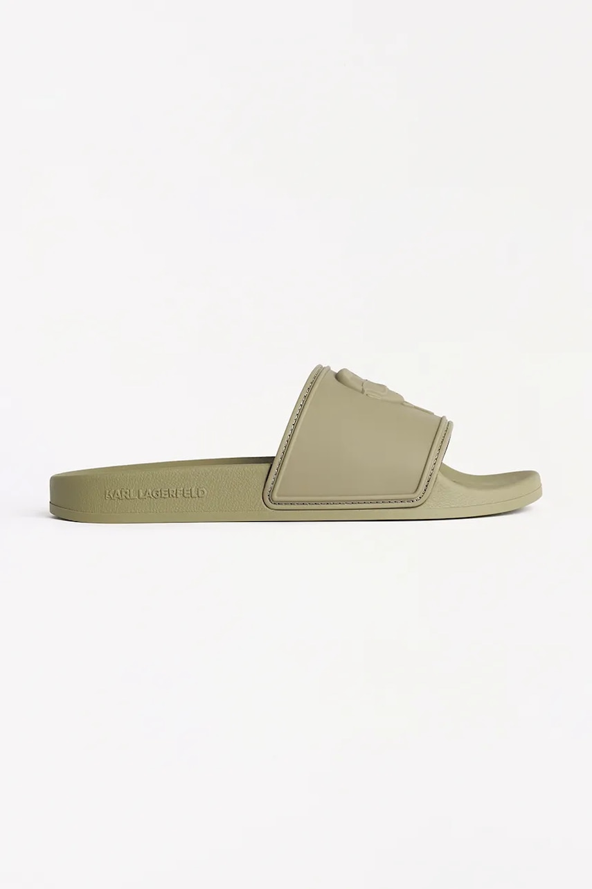 Pantofle Karl Lagerfeld KONDO pánské, zelená barva, KL70009A