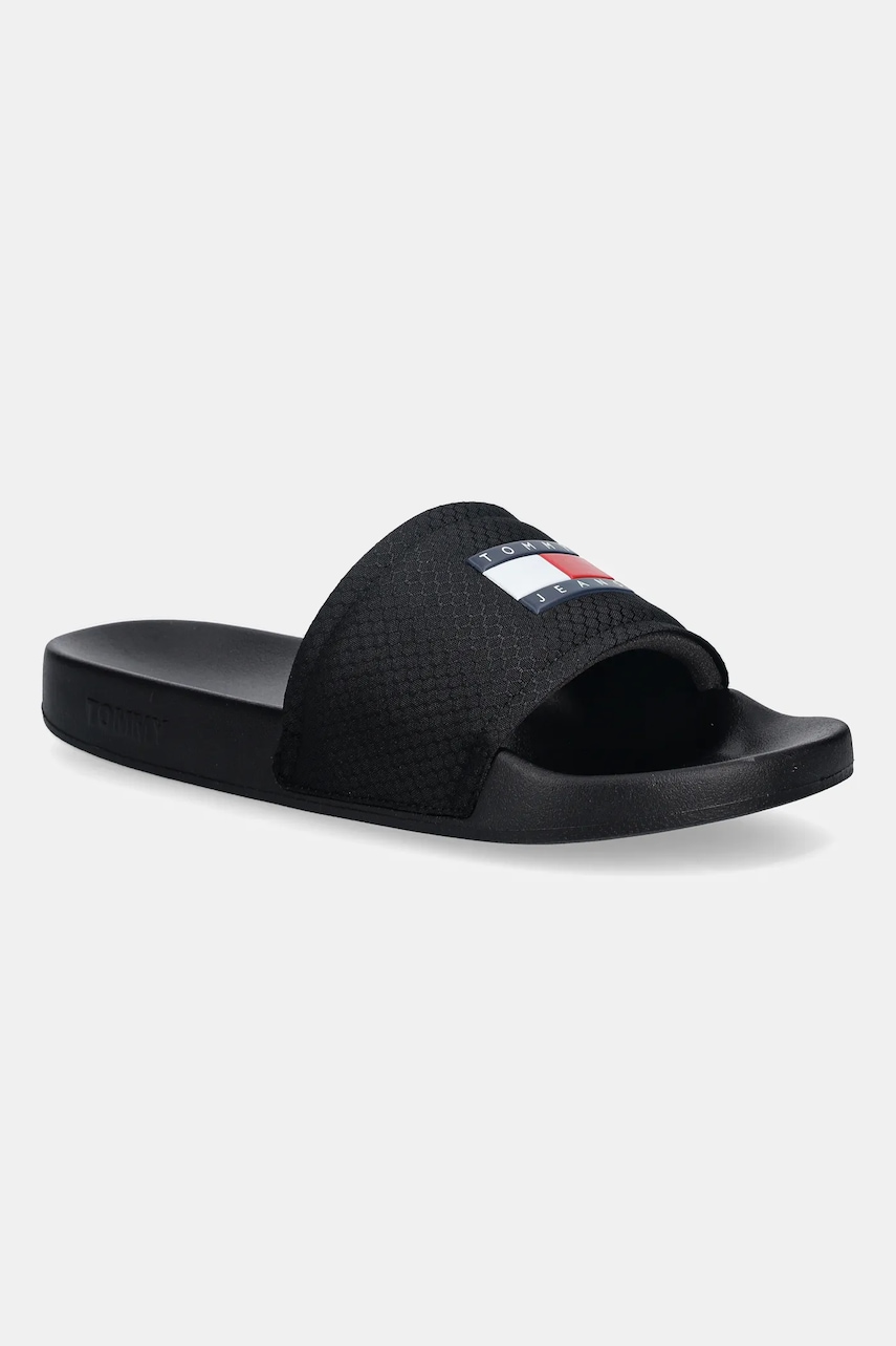 Pantofle Tommy Jeans TJM POOL SLIDE pánské, černá barva, EM0EM01673