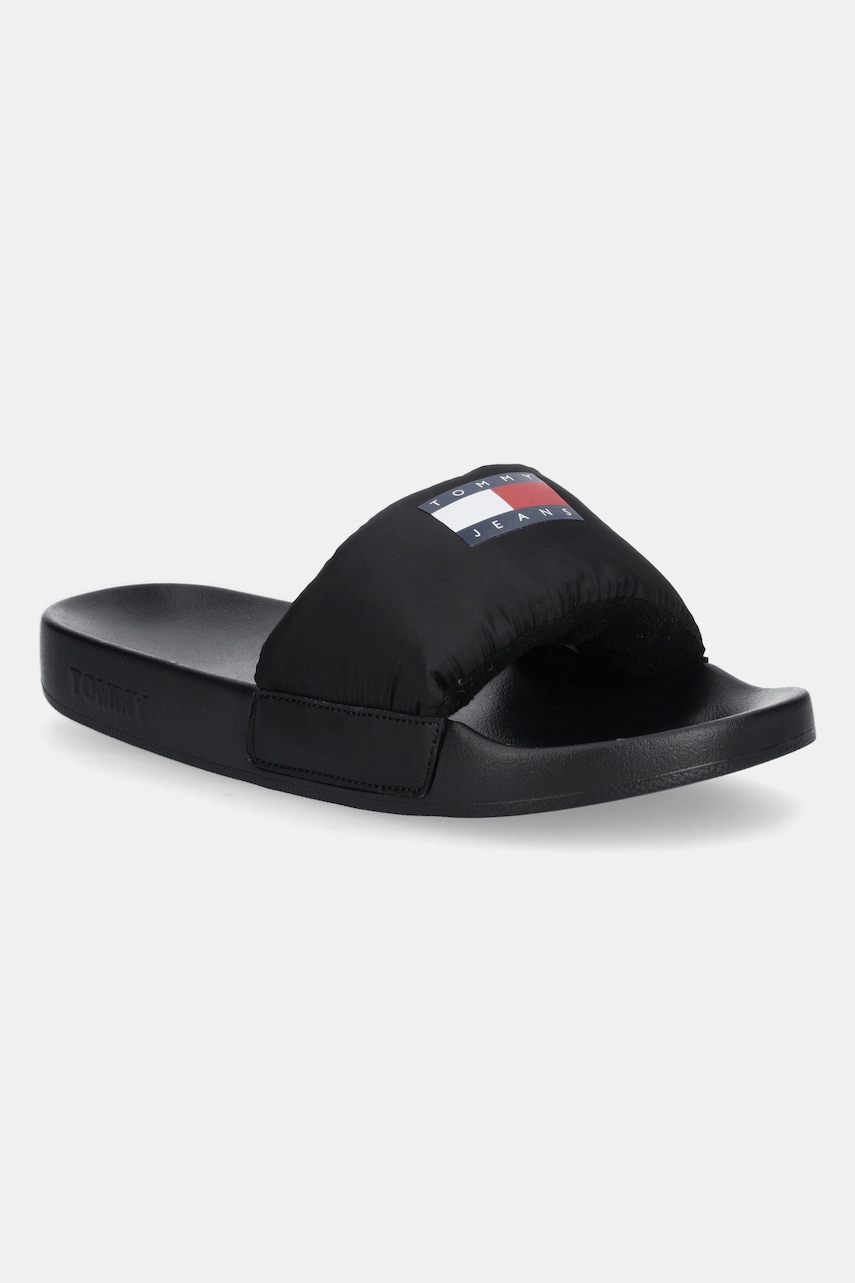 Pantofle Tommy Jeans TJW COMFY POOL SLIDE dámské, černá barva, EN0EN02854