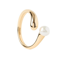 PDPAOLA Pozlacený otevřený prsten se sladkovodní perlou La Perla AN01-E08 56 mm