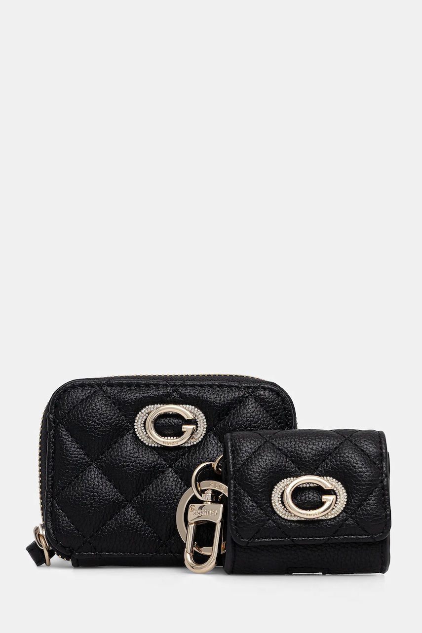 Peněženka a pouzdro na airpody Guess 2-pack dámská, černá barva, GFBOXW P5401