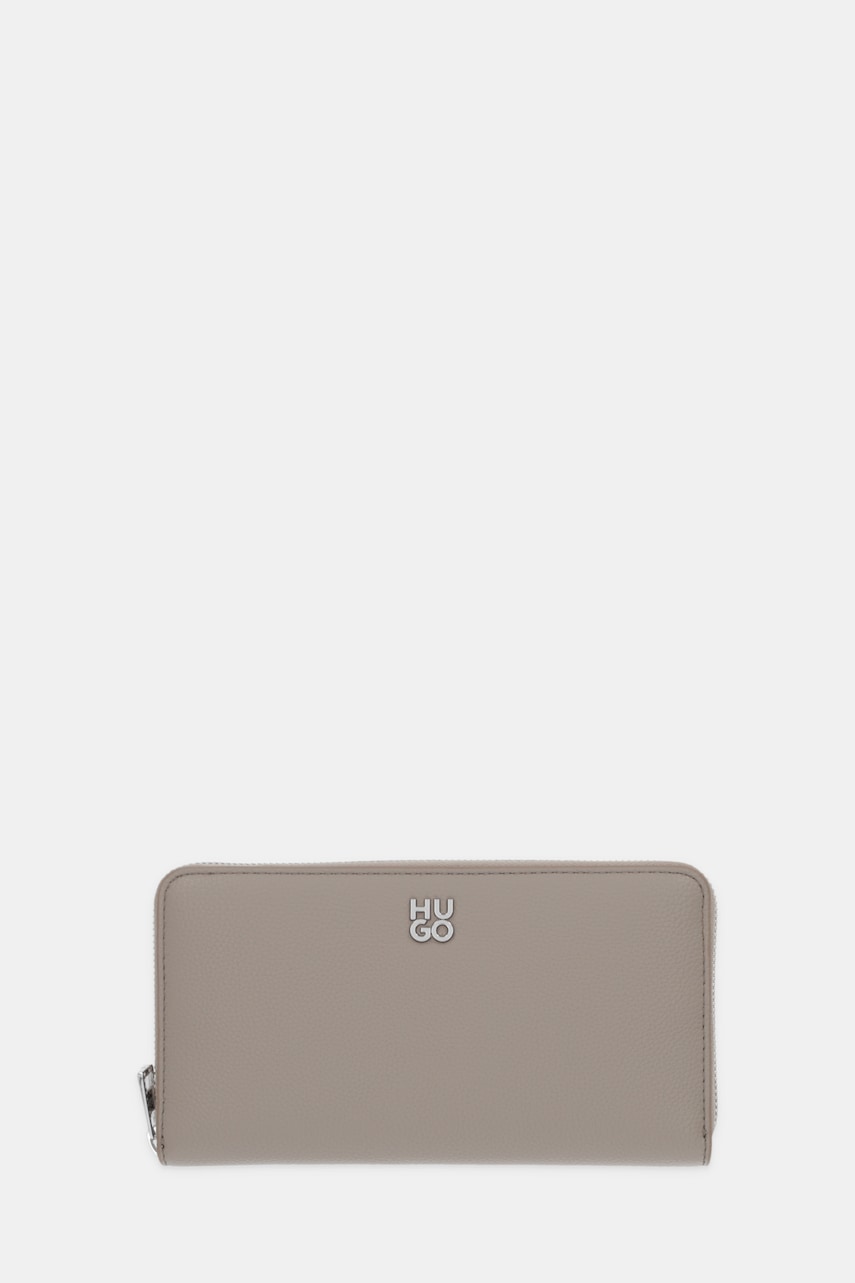 Peněženka HUGO Chris 2.0 Zip Around dámská, béžová barva, 50547912