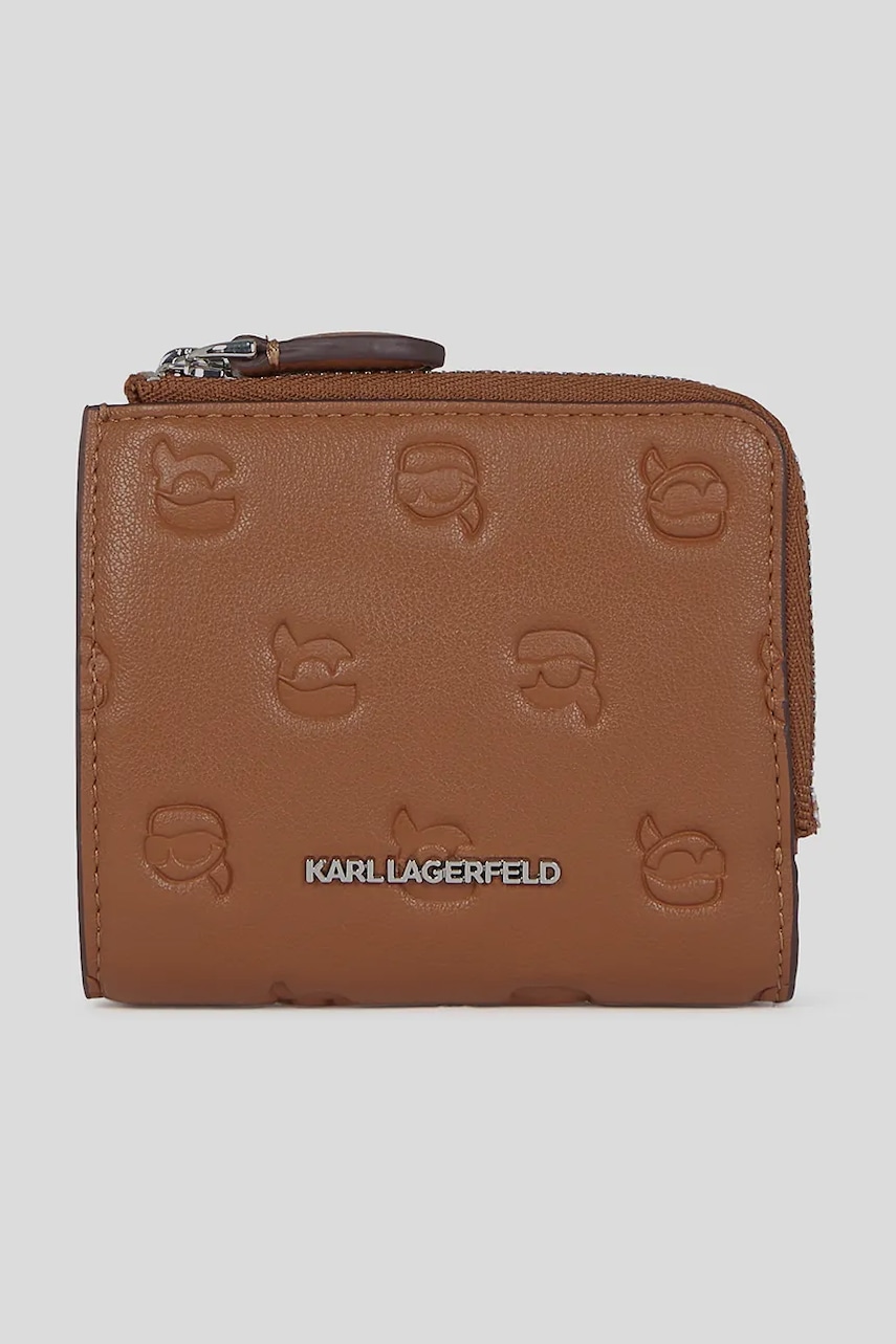 Peněženka Karl Lagerfeld IKON MONOGRAM dámská, hnědá barva, A3W32007