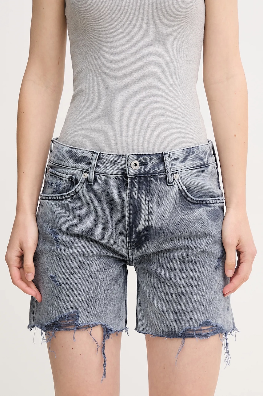 Pepe Jeans  Bavlněné riflové kraťasy  REGULAR SHORT MW DISTRESSED