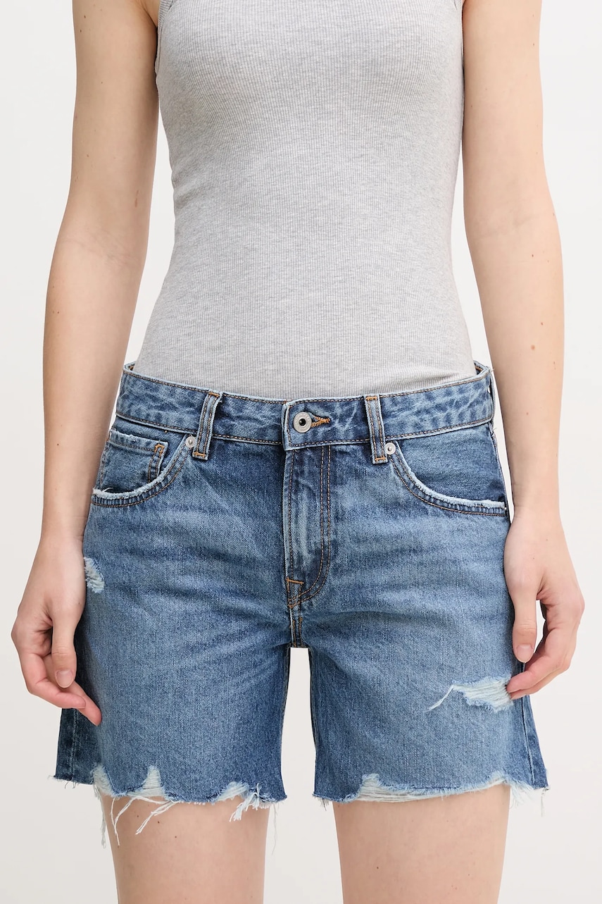 Pepe Jeans  Bavlněné riflové kraťasy  REGULAR SHORT MW DISTRESSED