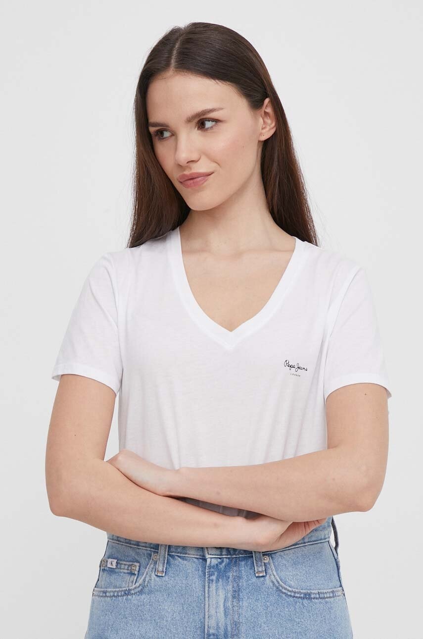 Pepe Jeans  Bavlněné tričko  LORETTE V NECK