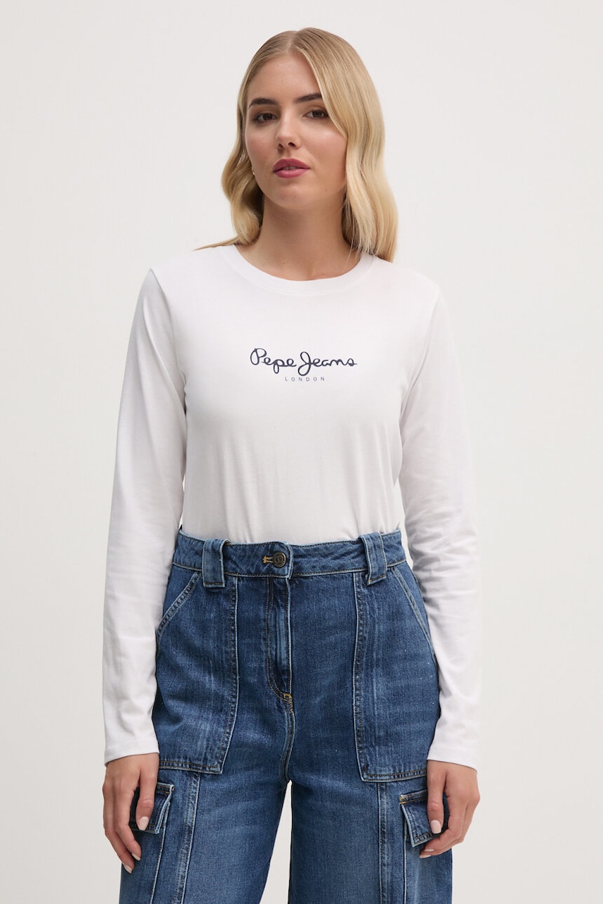 Pepe Jeans  Bavlněné tričko s dlouhým rukávem  FIORE LS