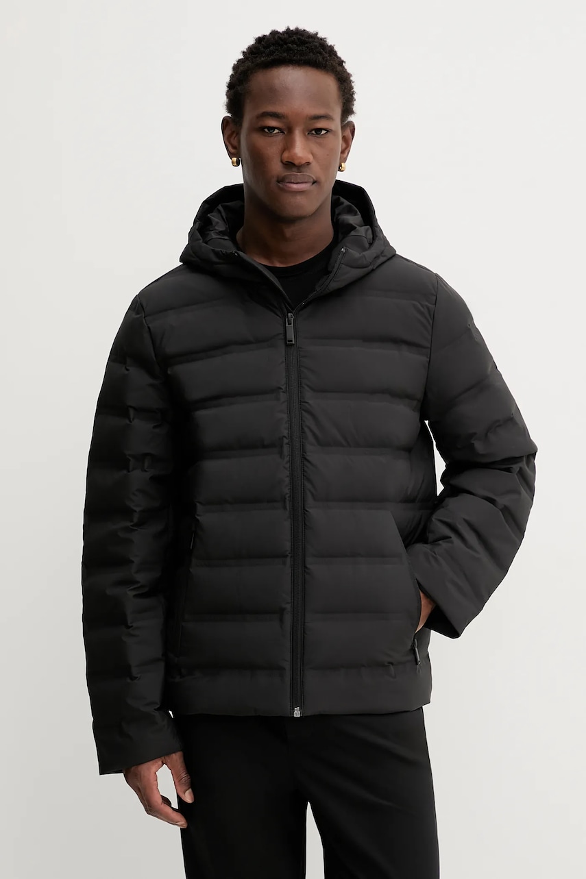 Péřová bunda Calvin Klein černá barva, přechodná, LV04LD521G