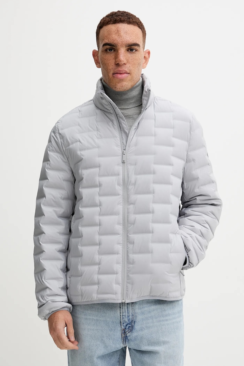 Péřová bunda Calvin Klein šedá barva, přechodná, LV04LD520G