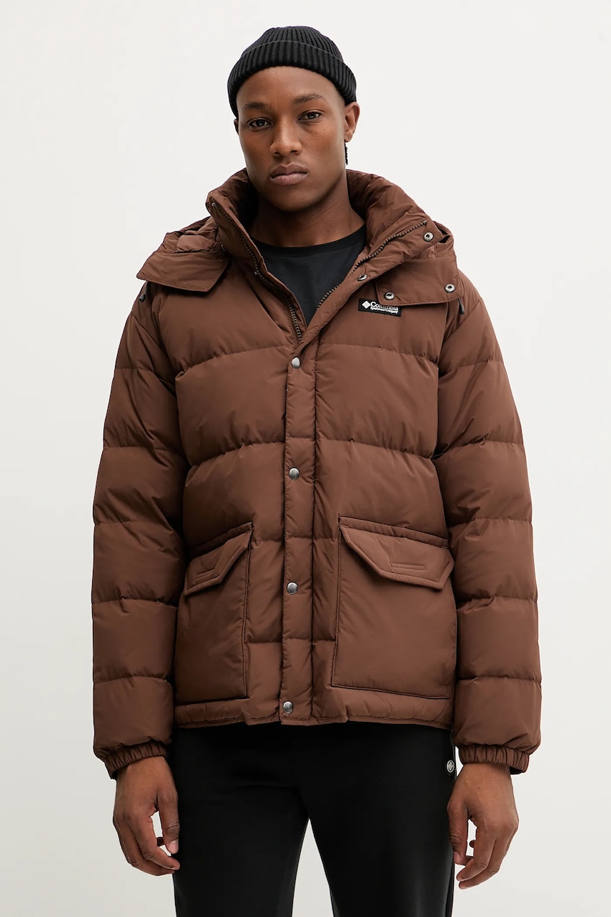 Péřová bunda Columbia Wallowa Down HDD hnědá barva, zimní, 2136671