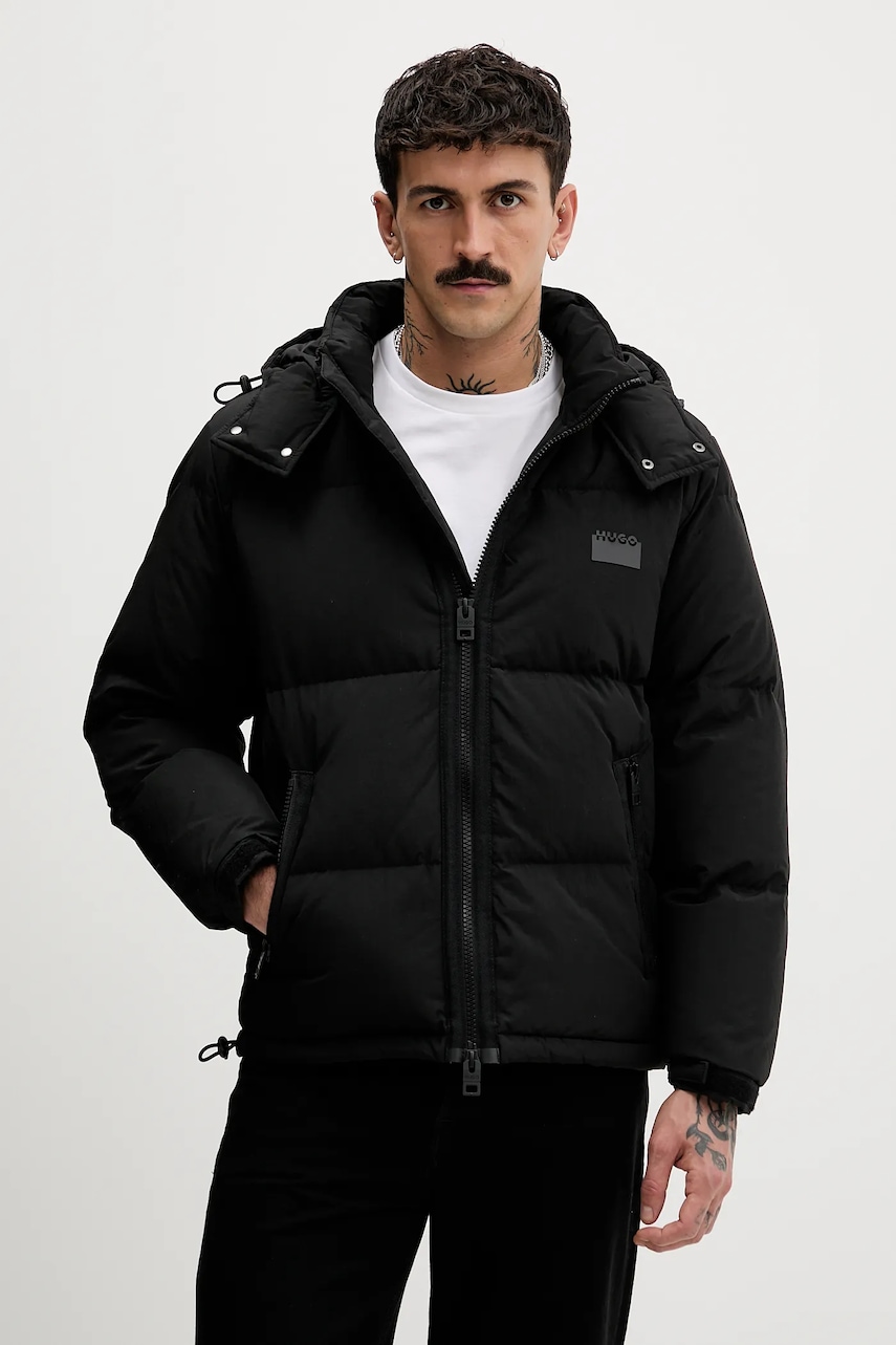 Péřová bunda HUGO Birono2541 černá barva, zimní, 50549236