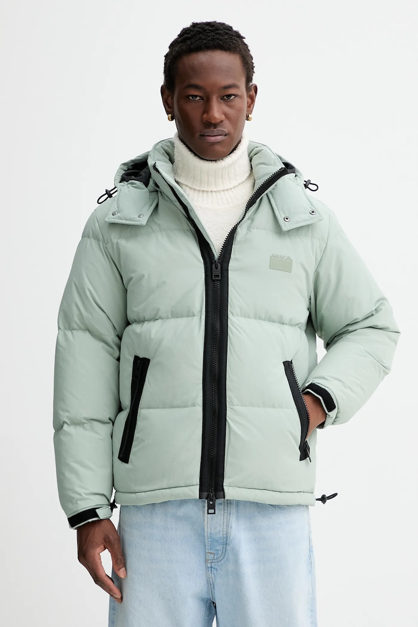 Péřová bunda HUGO Birono2541 zelená barva, zimní, 50549236