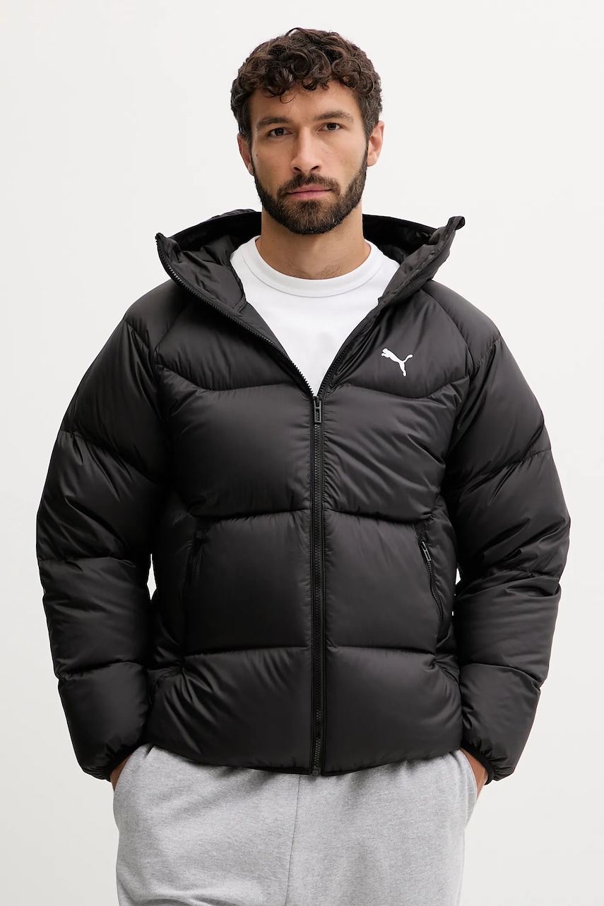 Péřová bunda Puma černá barva, zimní, 688382