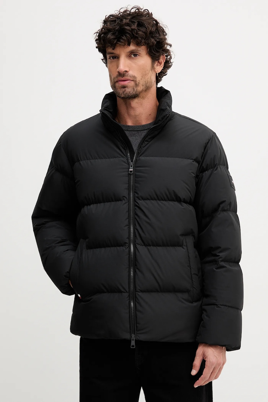 Péřová bunda Tommy Hilfiger černá barva, zimní, MW0MW40615