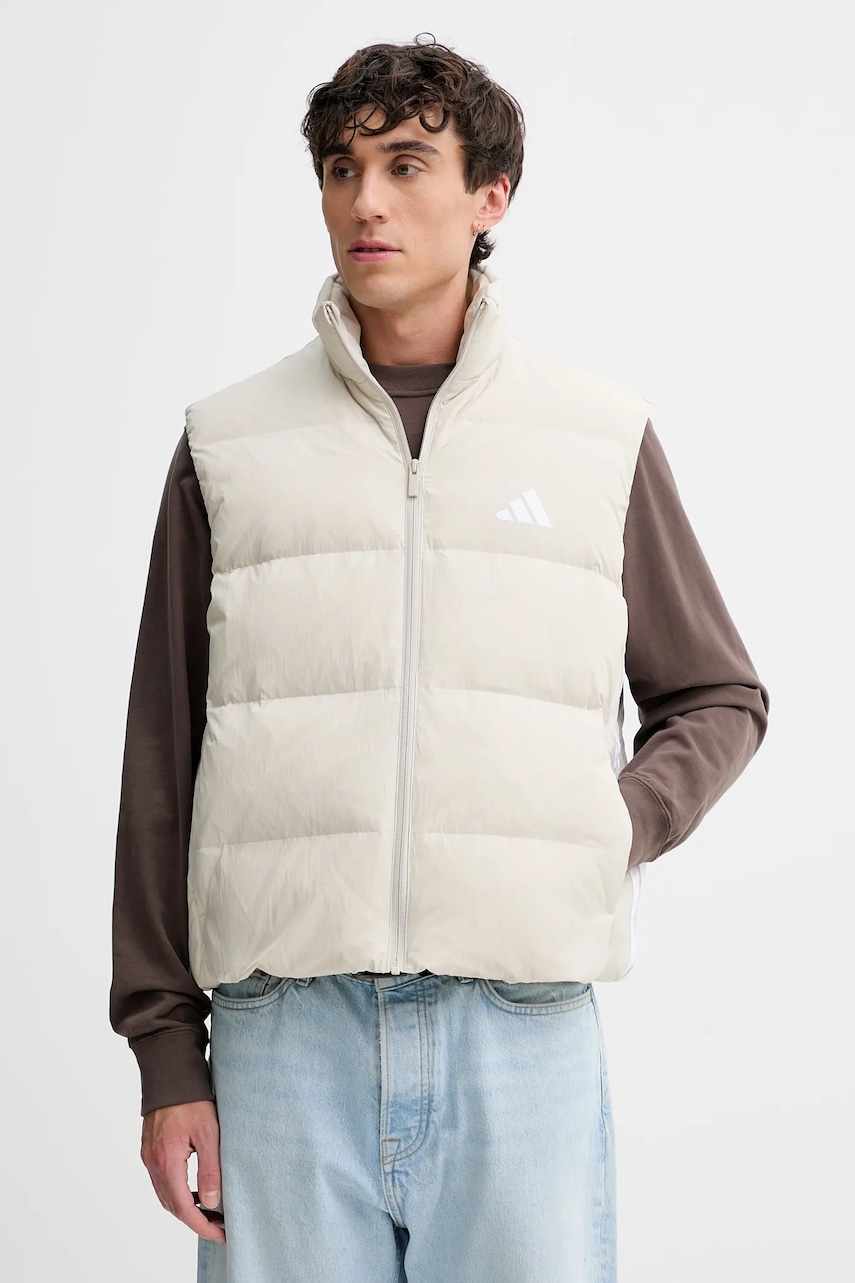 Péřová vesta adidas Essentials Climawarm béžová barva, zimní, JM4079