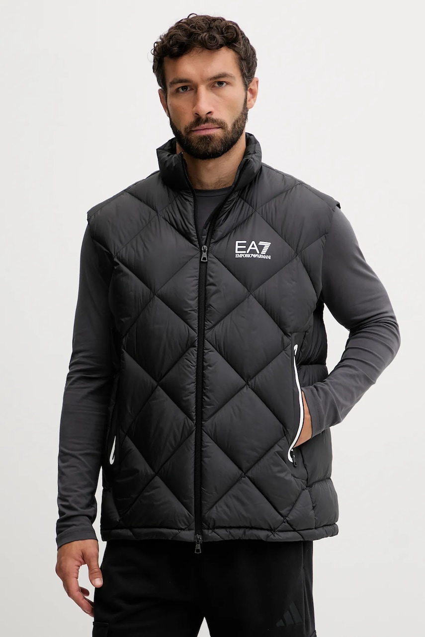 Péřová vesta EA7 Emporio Armani černá barva, zimní, AF15923.7M001002